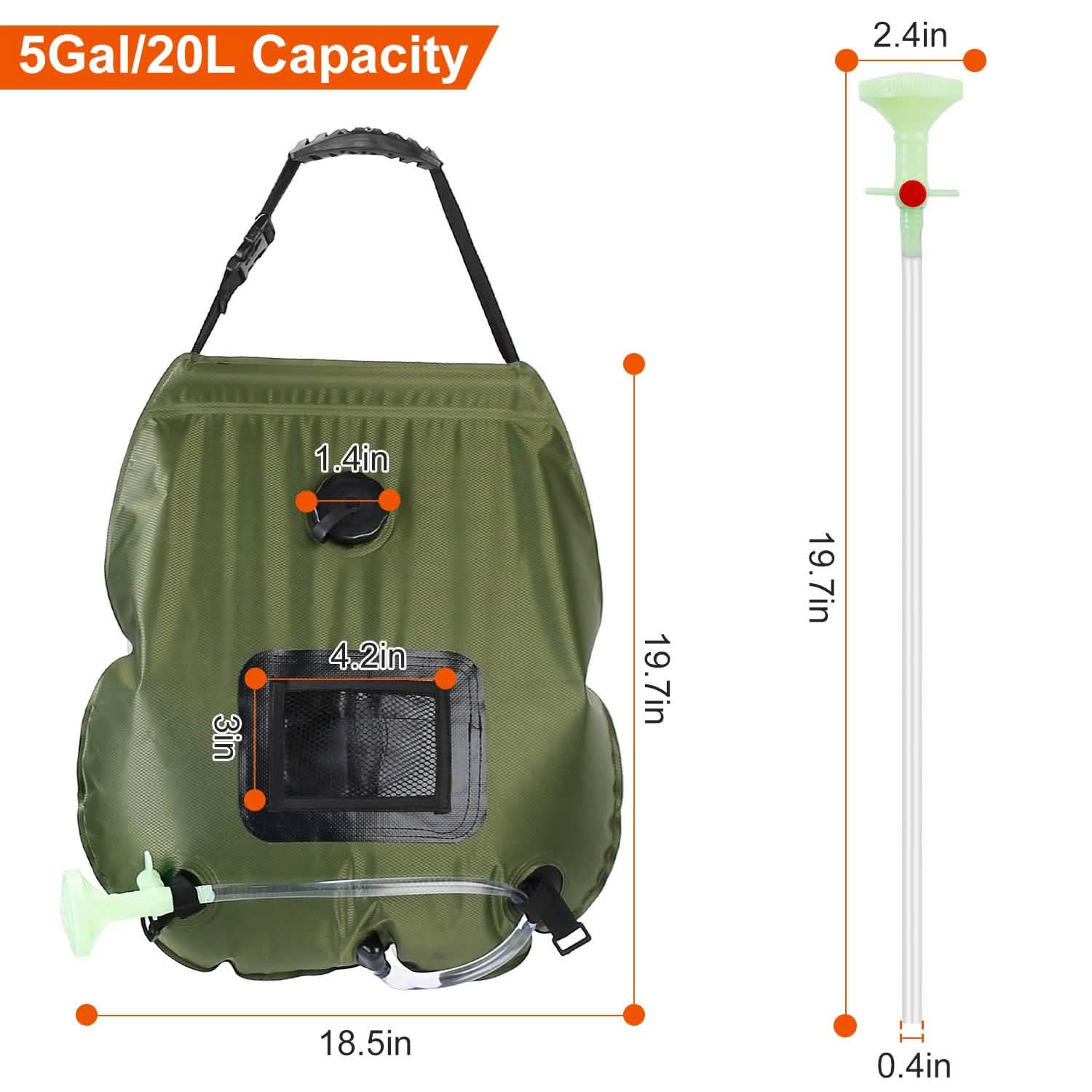 5Gal Solar Heating Camping Shower Bag Outdoor Recreation - Tophatter Daily Deals