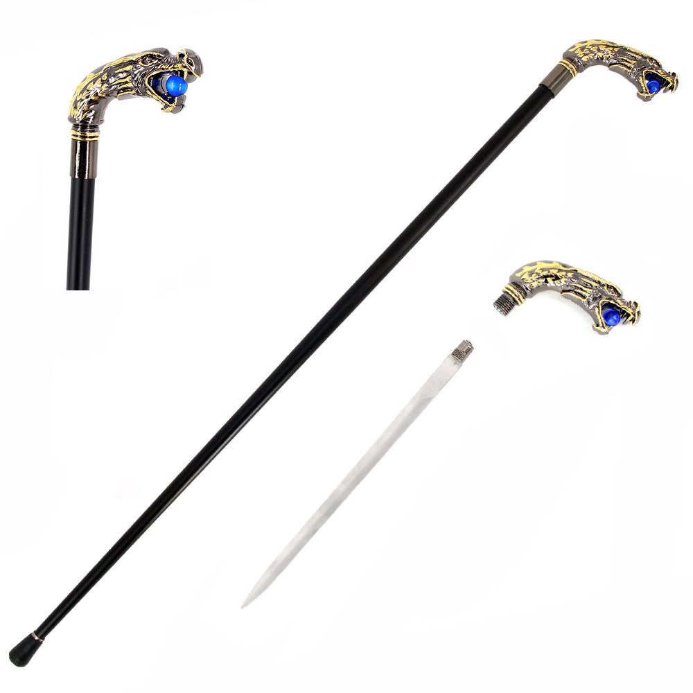 Roaring Dragon Head Sword Cane With Removable Blade - TOPHATTER'S ARMORY DEALS Collectible Weapons - Tophatter Daily Deals