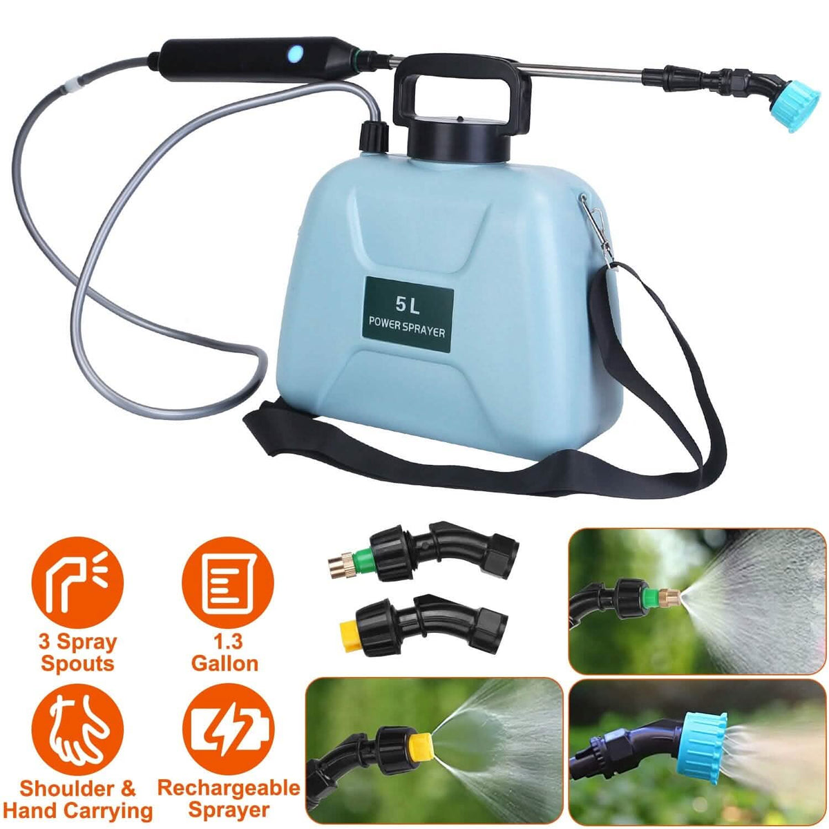 5L/1/3 Gallon Electric Plant Sprayer Telescopic Rechargeable with 3 Spray Sprouts Garden & Patio - Tophatter Daily Deals