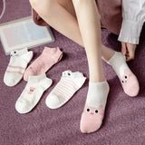 5-Pairs: Pink Kitty Crew Socks Women's Socks & Hosiery - Tophatter Daily Deals