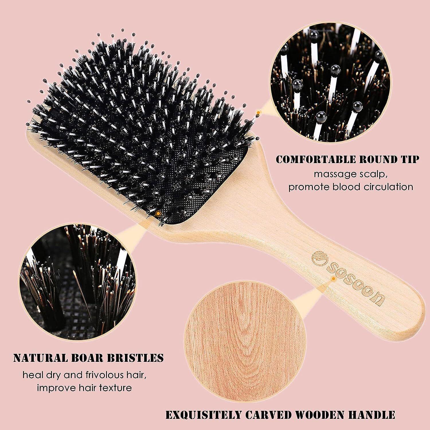 Luxury Hair Brush Set - 5pk Hair Brush Set for Women Professional Pink Hairdressing Salon Styling Gift Hair Care - Tophatter Daily Deals