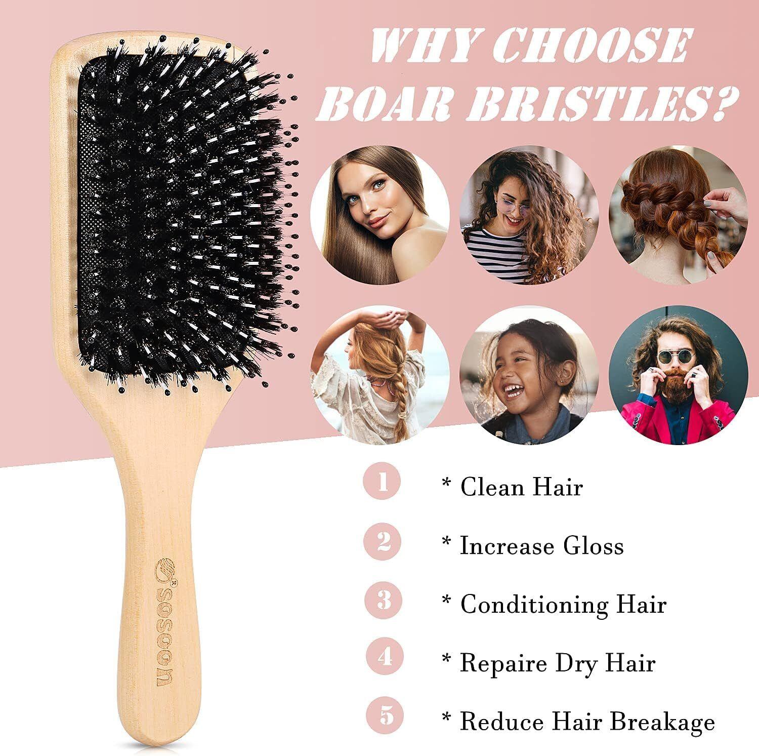 Luxury Hair Brush Set - 5pk Hair Brush Set for Women Professional Pink Hairdressing Salon Styling Gift Hair Care - Tophatter Daily Deals