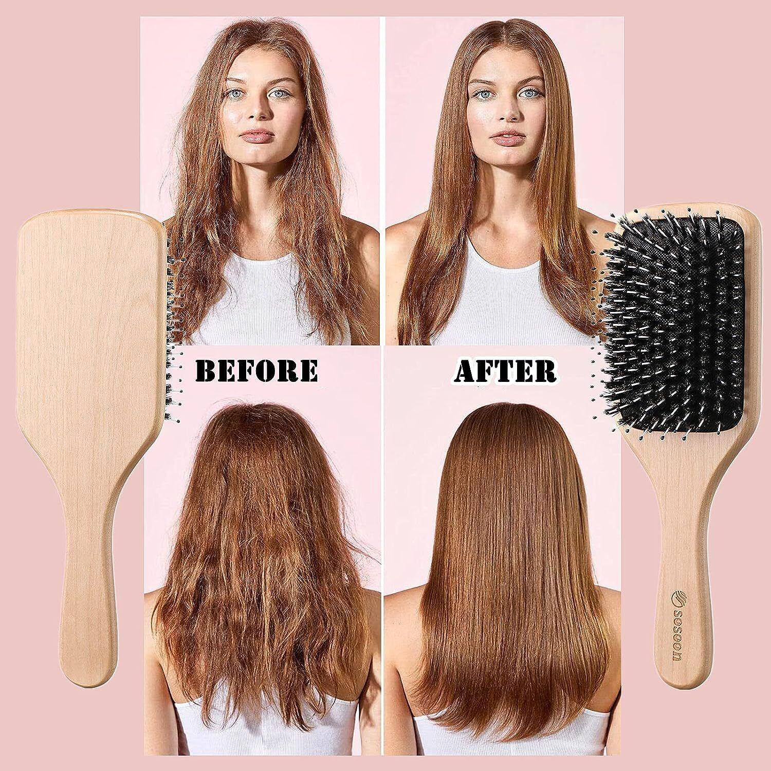 Luxury Hair Brush Set - 5pk Hair Brush Set for Women Professional Pink Hairdressing Salon Styling Gift Hair Care - Tophatter Daily Deals