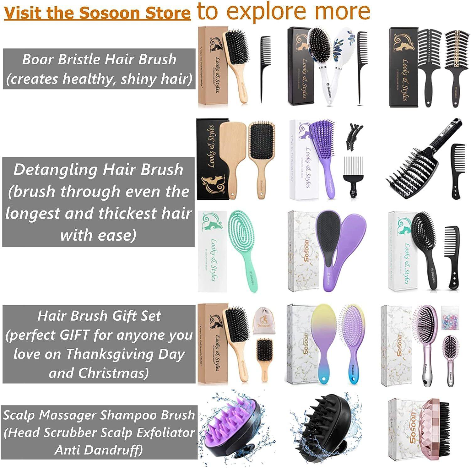 Luxury Hair Brush Set - 5pk Hair Brush Set for Women Professional Pink Hairdressing Salon Styling Gift Hair Care - Tophatter Daily Deals