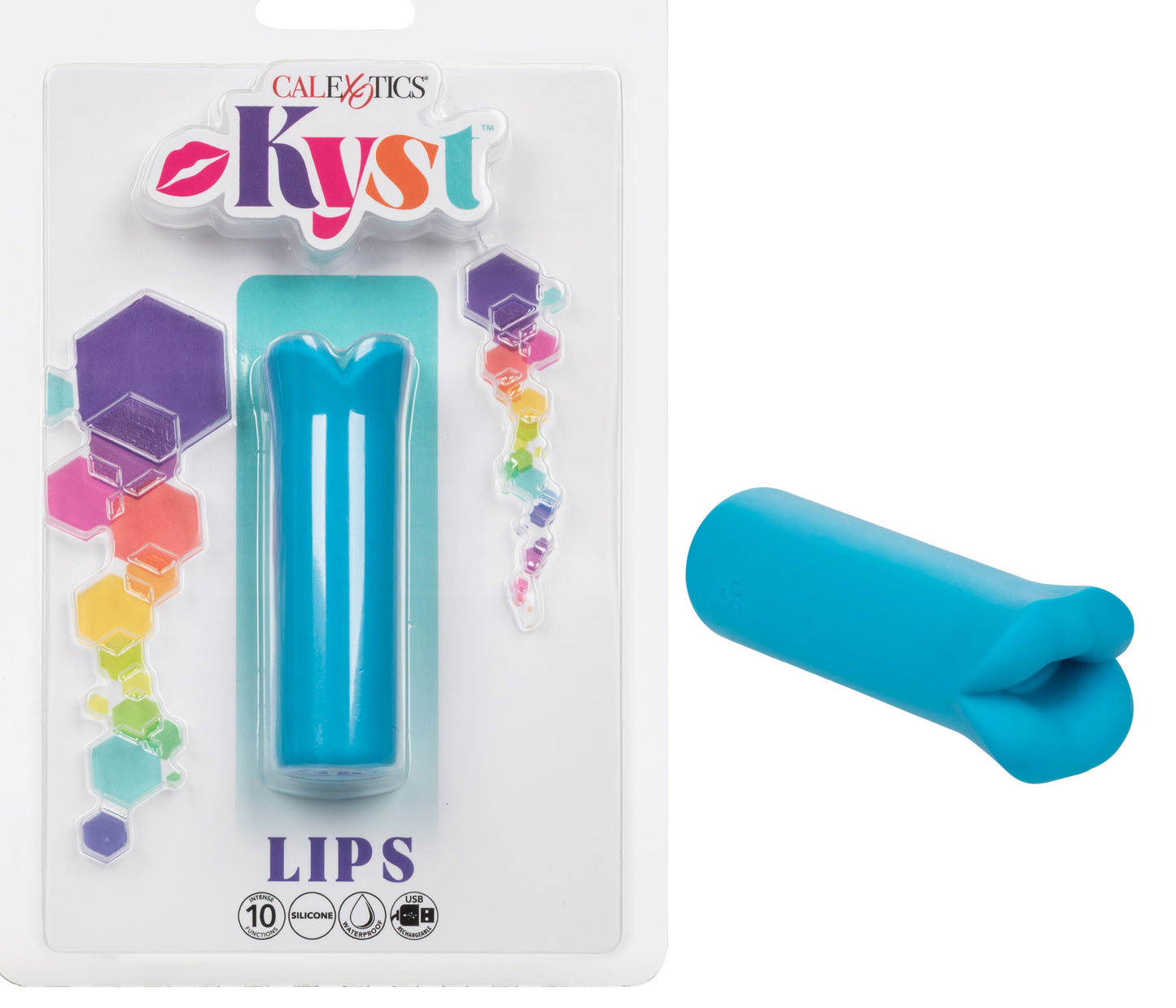 Kyst Lips Mini Massager Blue Silicone Bullet with 10 Vibration Functions and Rechargeable > Vibrators > Mini Vibrators - Tophatter Daily Deals