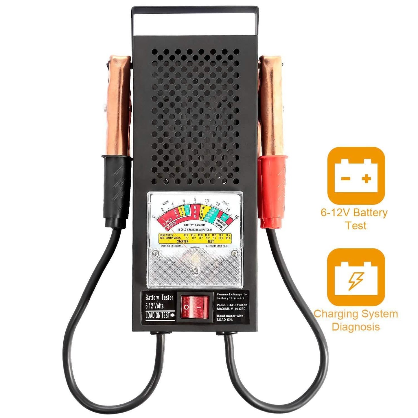 6-12V Automotive Battery Tester with Heavy Duty Insulated Copper Clips Automotive - Tophatter Daily Deals