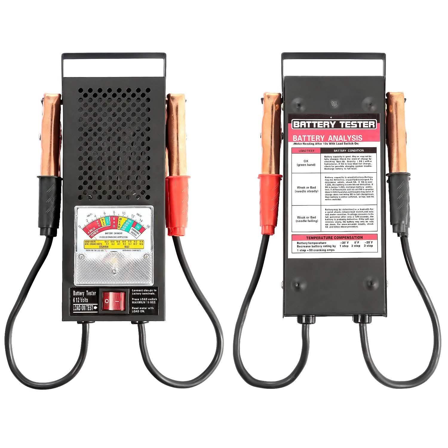 6-12V Automotive Battery Tester with Heavy Duty Insulated Copper Clips Automotive - Tophatter Daily Deals