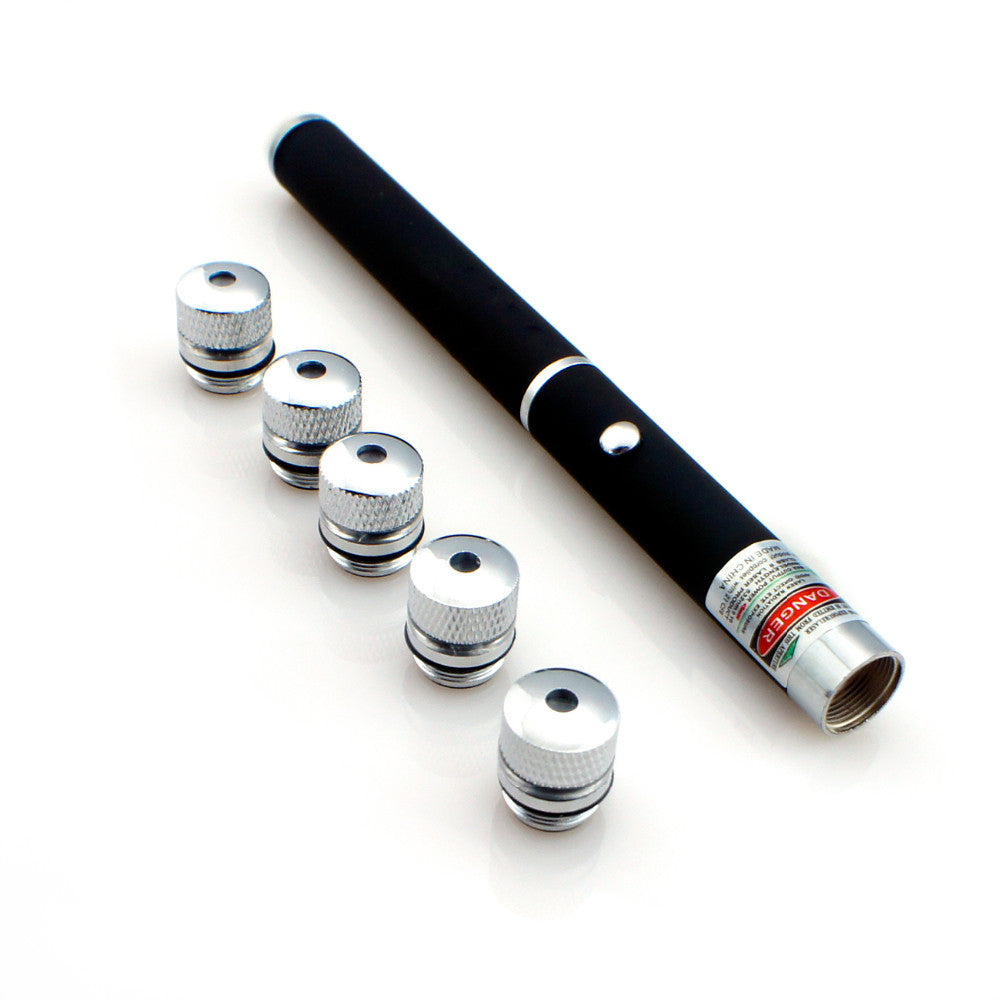 Green Laser Pointer Pen With 5 Different Laser Patterns + 5 Star Caps 5mW 532nm 6in1 Laser - Tophatter Daily Deals