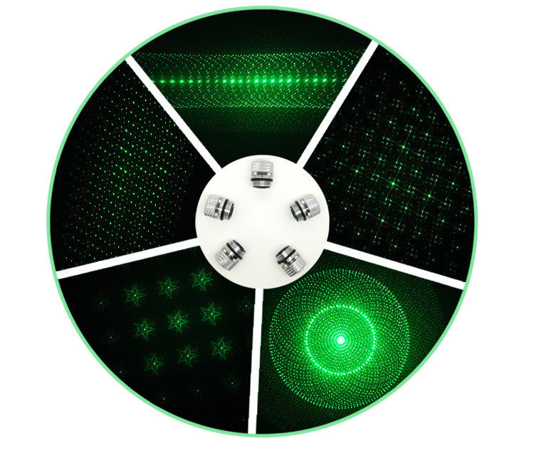Green Laser Pointer Pen With 5 Different Laser Patterns + 5 Star Caps 5mW 532nm 6in1 Laser - Tophatter Daily Deals