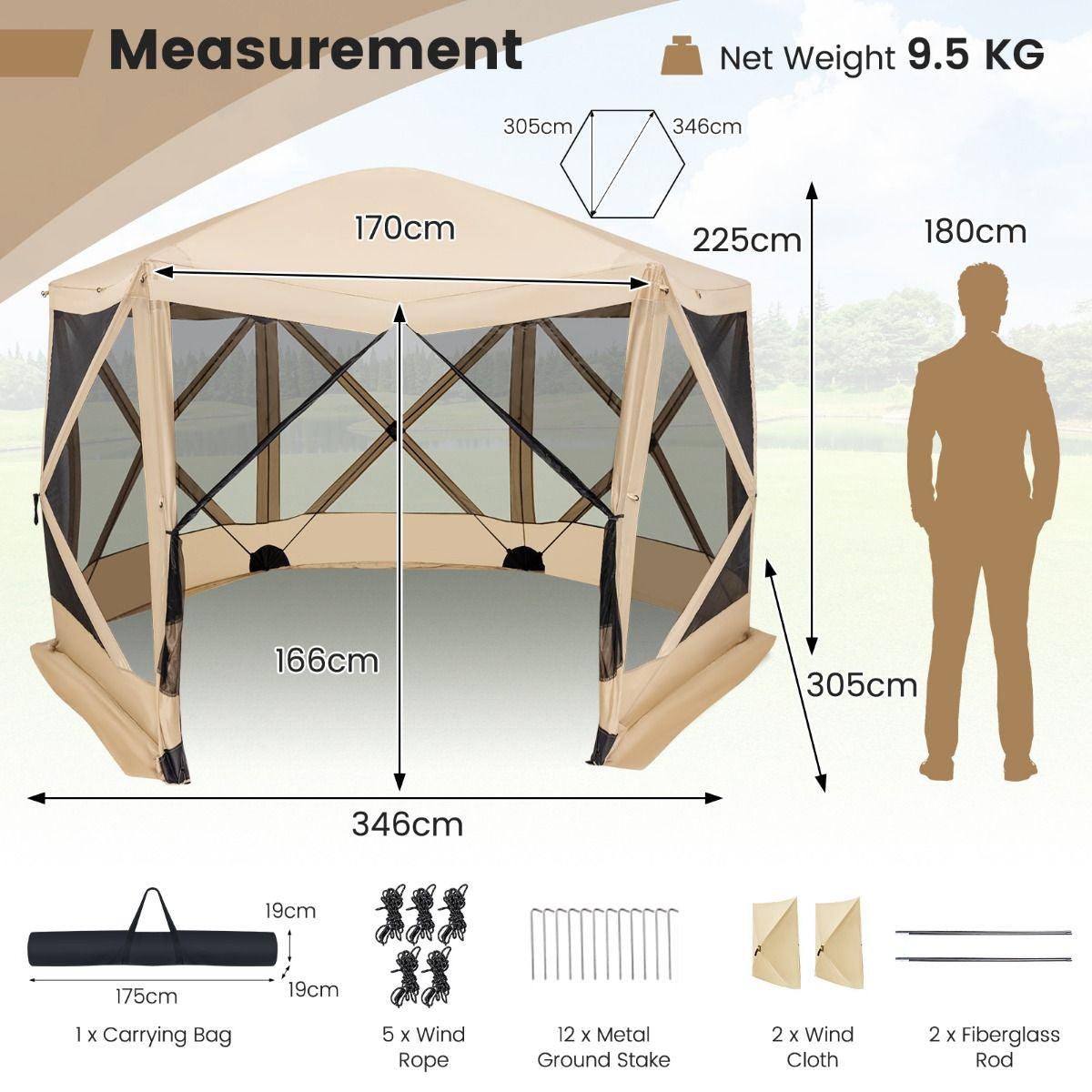 Family Camping Tent - 6-Sided Camping Gazebo Instant Setup Hub Tent with Portable Carrying Bag Camping Tent - Tophatter Daily Deals