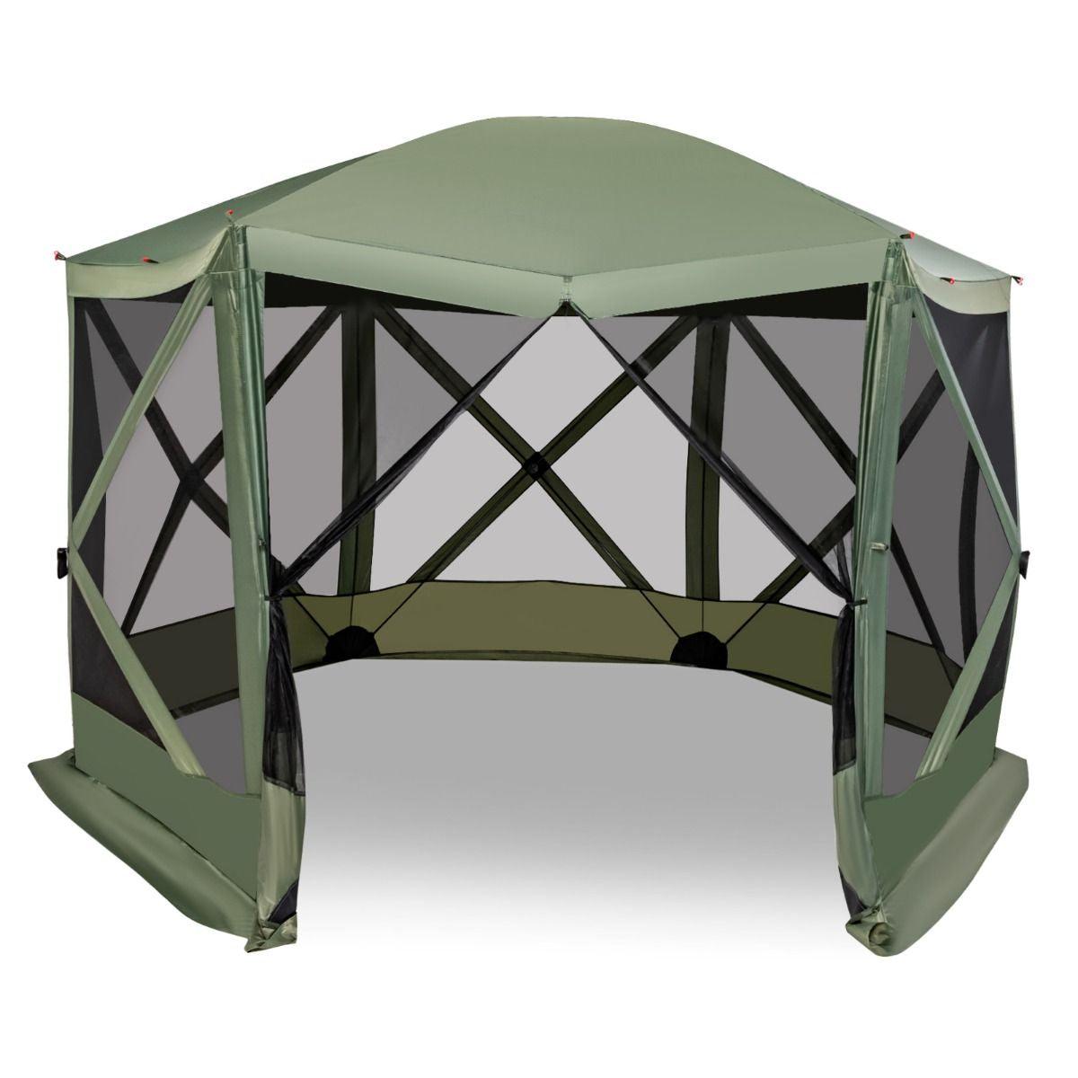 Family Camping Tent - 6-Sided Camping Gazebo Instant Setup Hub Tent with Portable Carrying Bag Camping Tent - Tophatter Daily Deals