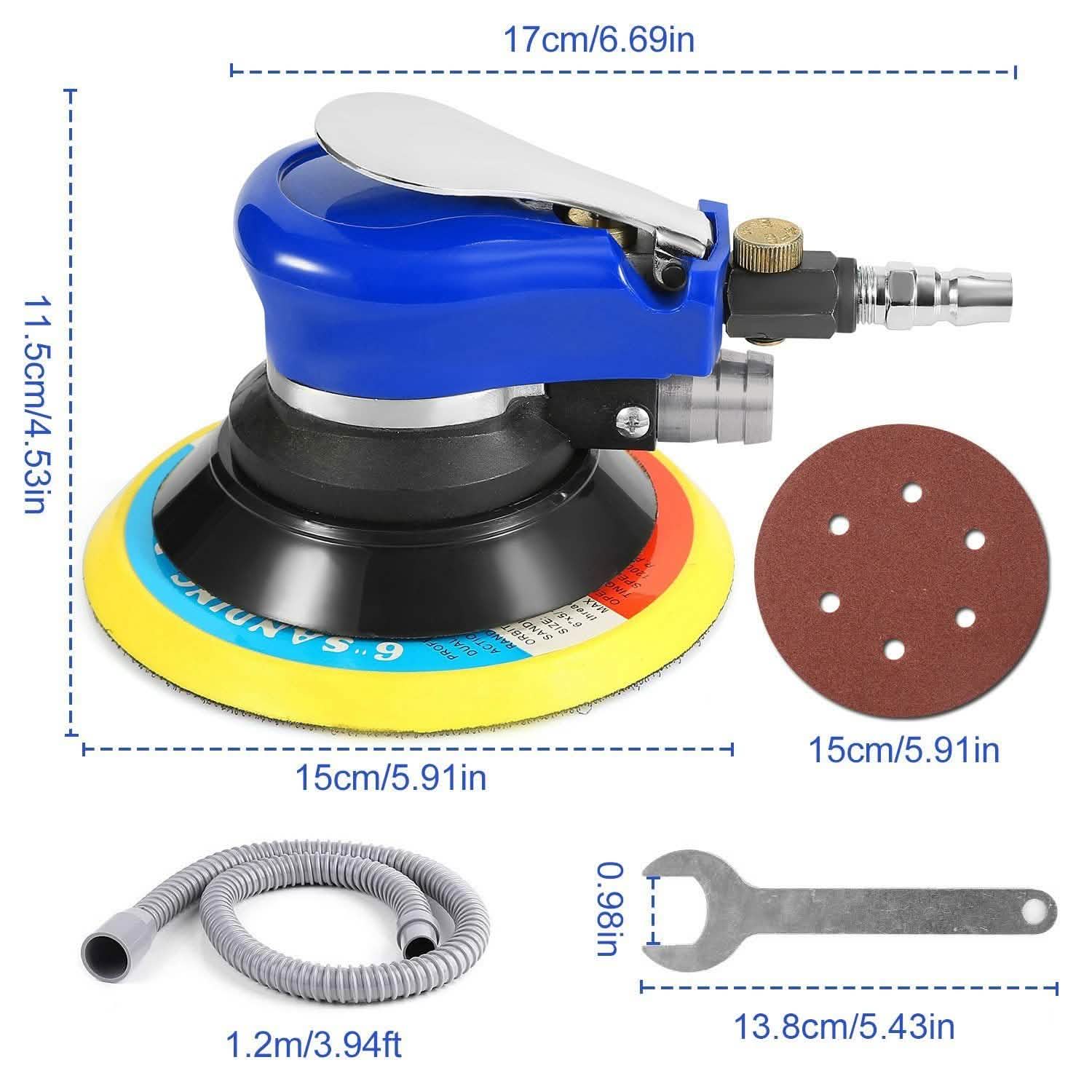 6" Air Random Orbital Sander Pneumatic Home Improvement - Tophatter Daily Deals
