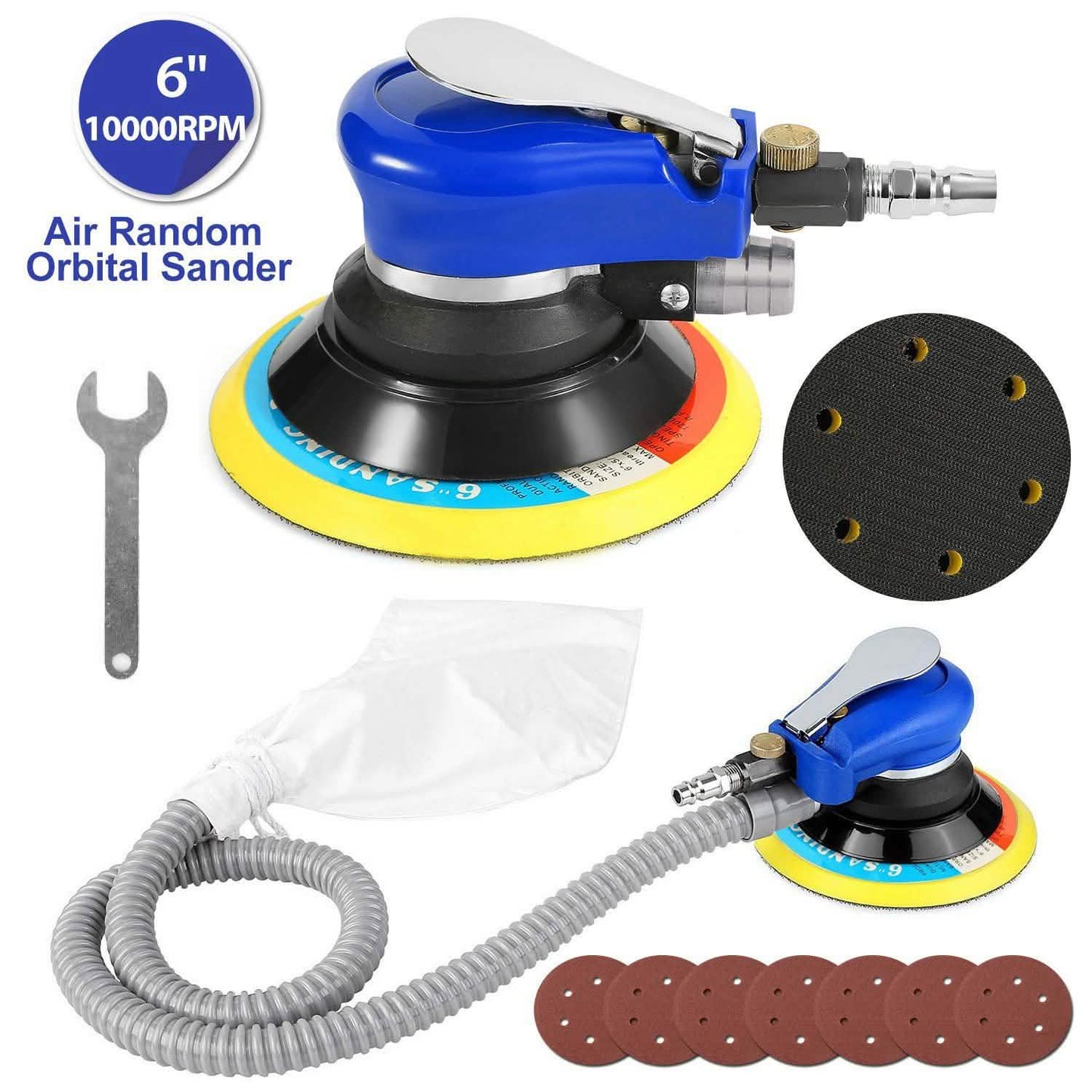 6" Air Random Orbital Sander Pneumatic Home Improvement - Tophatter Daily Deals