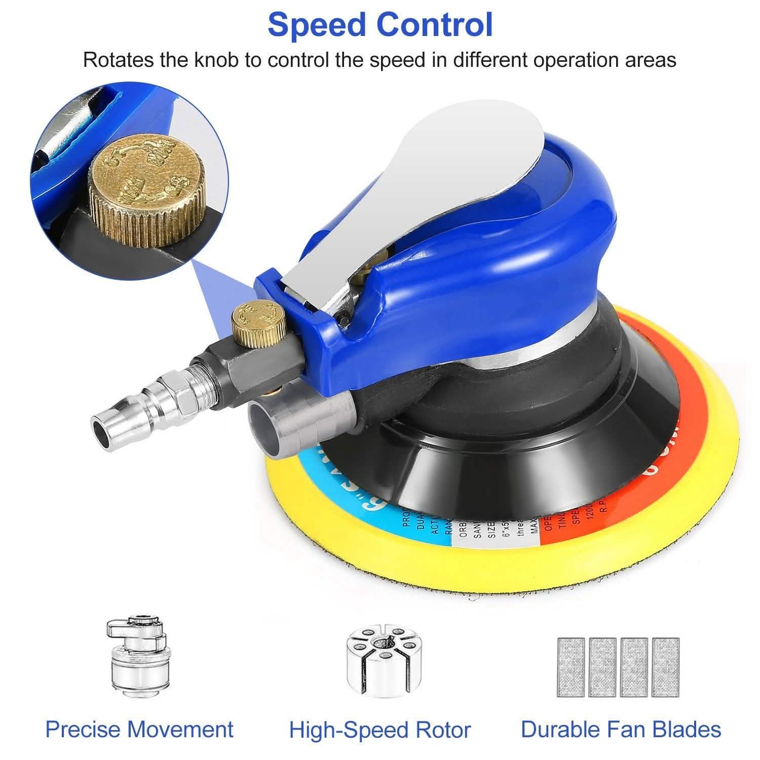 6" Air Random Orbital Sander Pneumatic Home Improvement - Tophatter Daily Deals