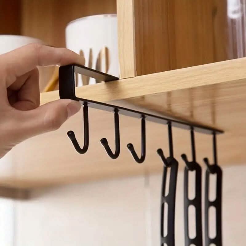 6 Hooks Kitchen Shelf Storage Rack Black Food Storage Containers - Tophatter Daily Deals