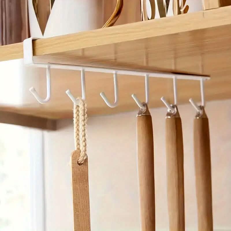 6 Hooks Kitchen Shelf Storage Rack White Food Storage Containers - Tophatter Daily Deals