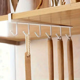 6 Hooks Kitchen Shelf Storage Rack White Food Storage Containers - Tophatter Daily Deals