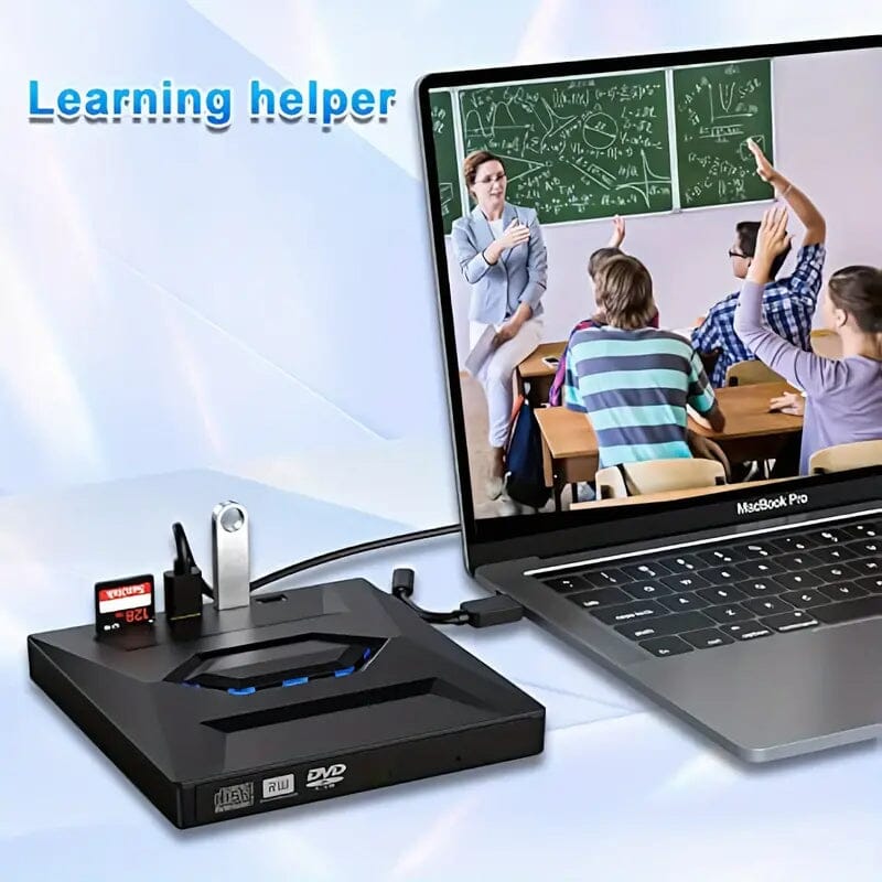 6-in-1 Portable USB 3.0 Ultra-Thin External DVD Recorder Drive USB Hub - Tophatter Daily Deals