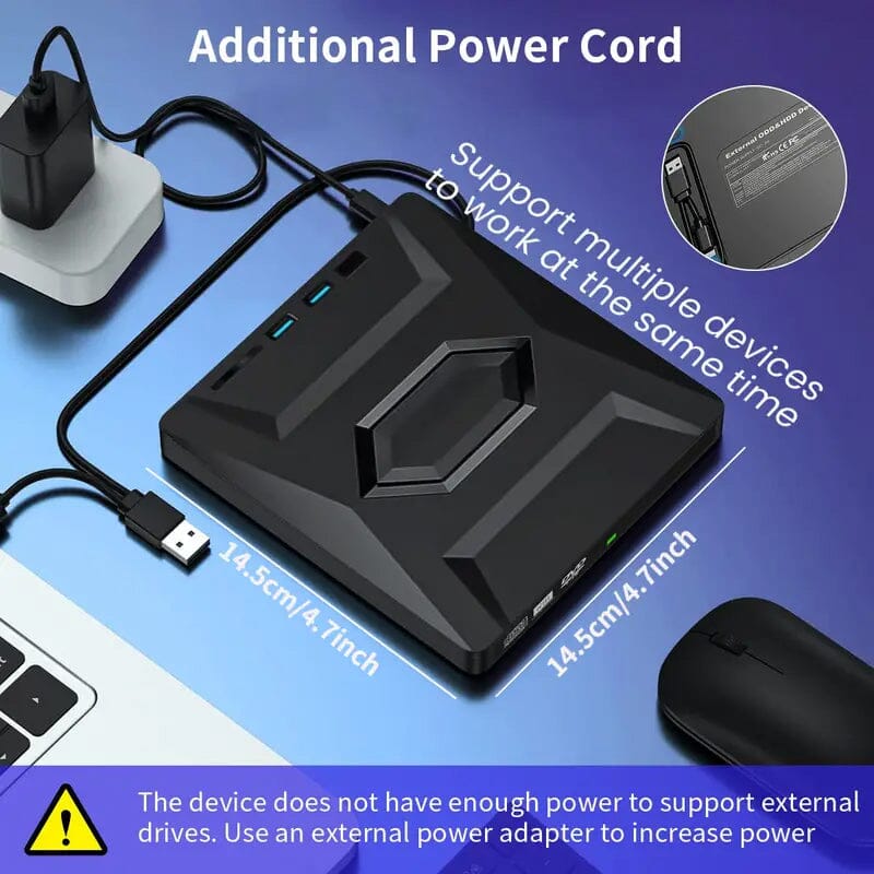 6-in-1 Portable USB 3.0 Ultra-Thin External DVD Recorder Drive USB Hub - Tophatter Daily Deals