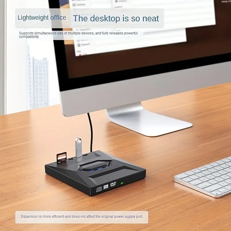 6-in-1 Portable USB 3.0 Ultra-Thin External DVD Recorder Drive USB Hub - Tophatter Daily Deals