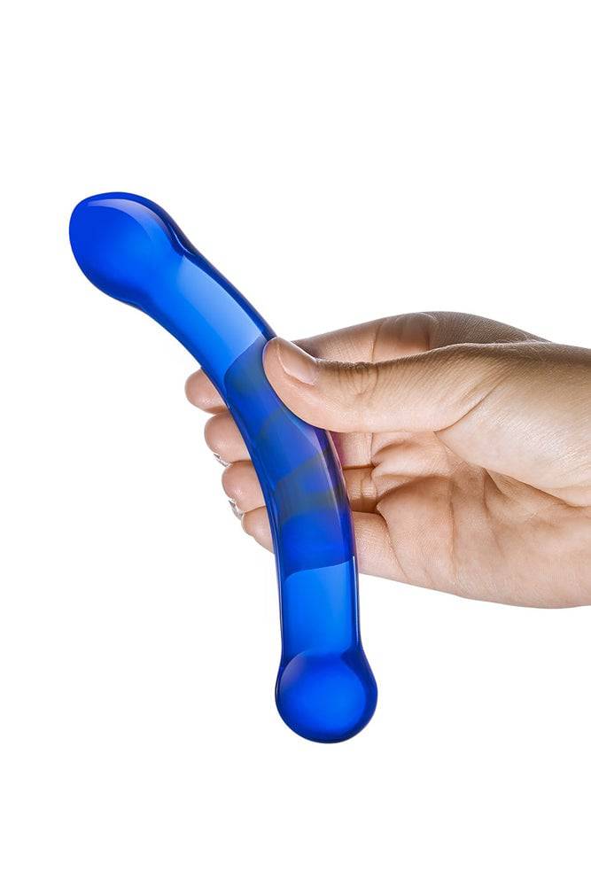 Gläs - Double Ended 6" Curved Glass G-spot Dildo - Blue Sex Toy - Tophatter Daily Deals