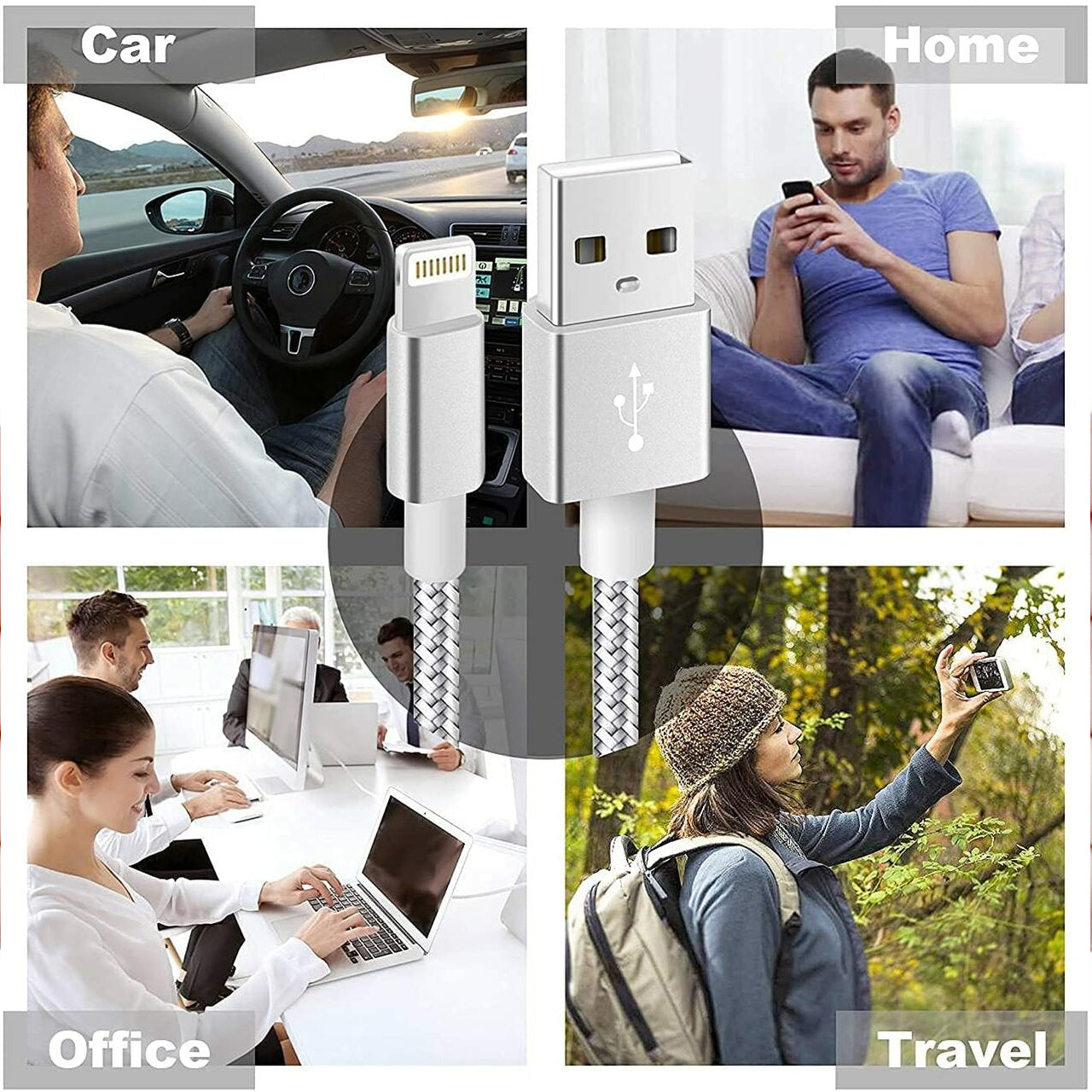 6-Pack: 10-Foot Braided Heavy-Duty Lightning Cables for Apple Devices Charging Cable - Tophatter Daily Deals