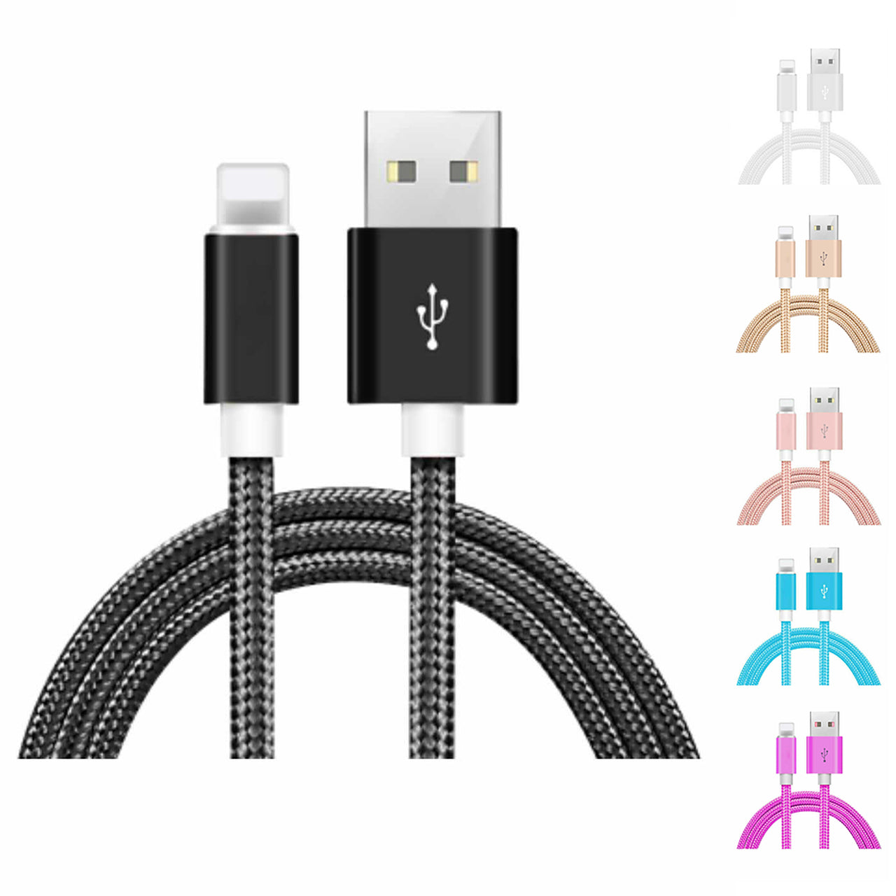 6-Pack: 10-Foot Braided Heavy-Duty Lightning Cables for Apple Devices Charging Cable - Tophatter Daily Deals