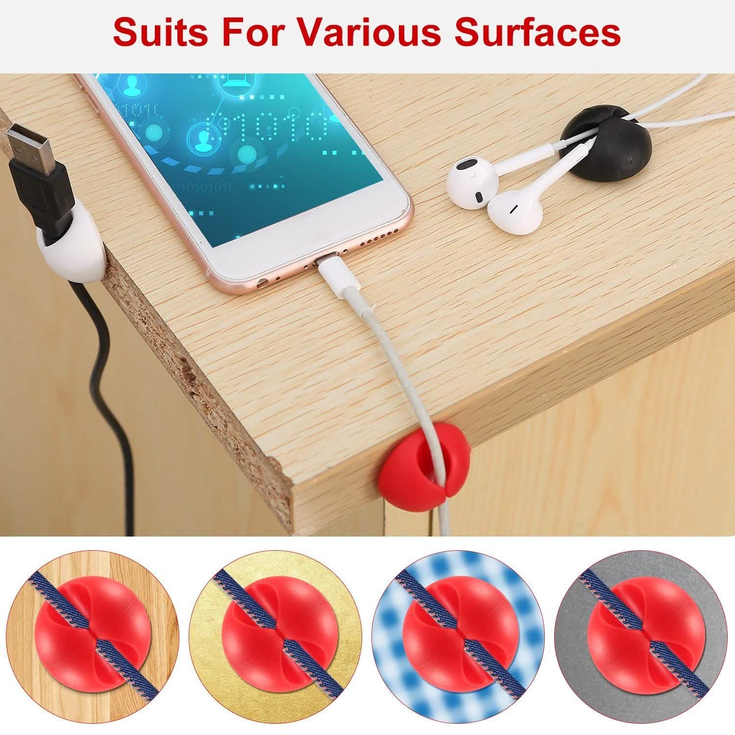 6-Pack: Cable Clips Adhesive Wire Cord Clamps Mobile Accessories - Tophatter Daily Deals