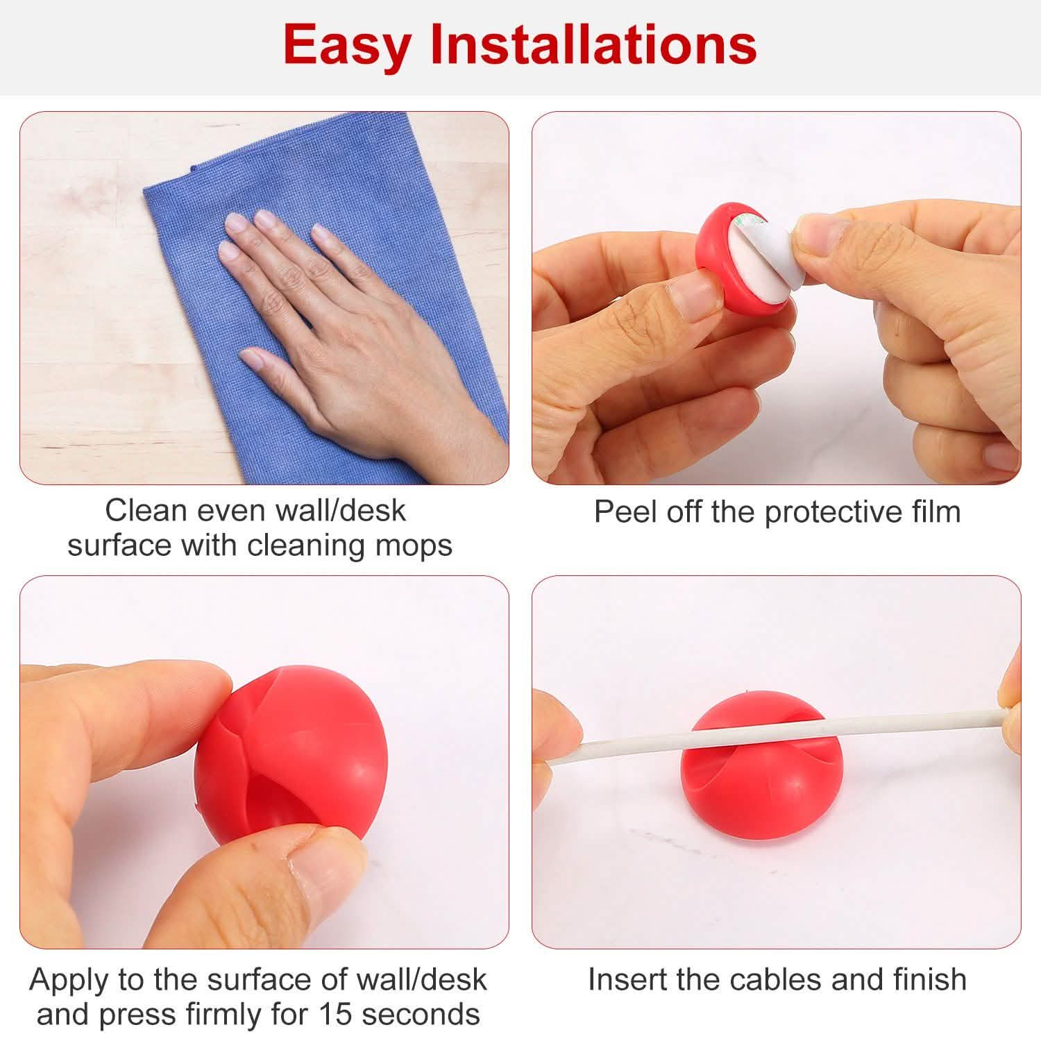 6-Pack: Cable Clips Adhesive Wire Cord Clamps Mobile Accessories - Tophatter Daily Deals