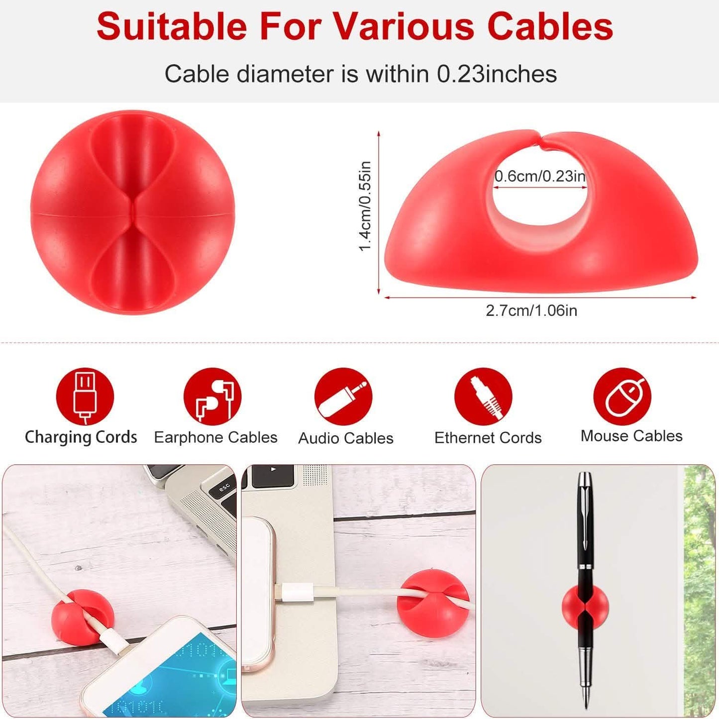 6-Pack: Cable Clips Adhesive Wire Cord Clamps Mobile Accessories - Tophatter Daily Deals