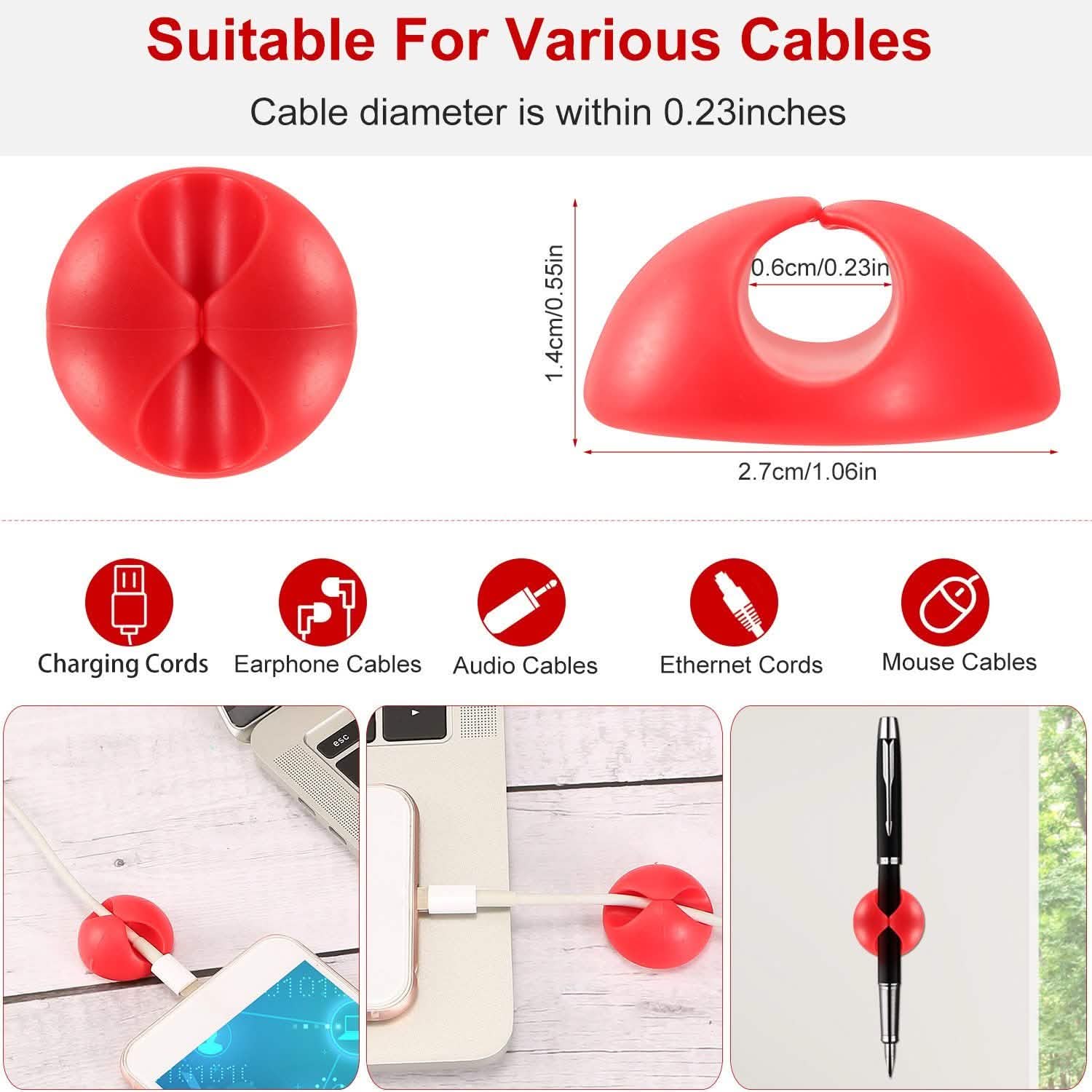 6-Pack: Cable Clips Adhesive Wire Cord Clamps Mobile Accessories - Tophatter Daily Deals