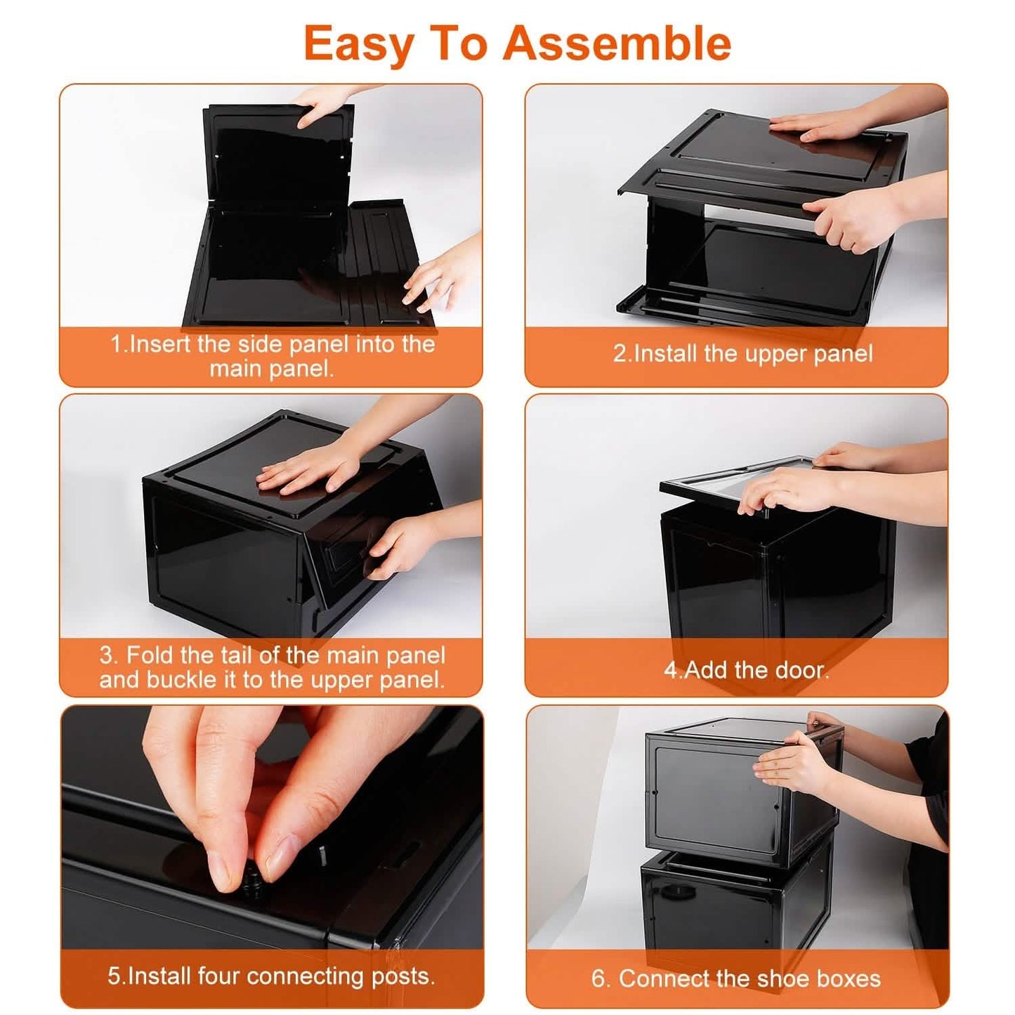 6-Pack: Collapsible Shoe Box Stackable Shoe Storage Bin with Magnetic Door Storage & Organization - Tophatter Daily Deals