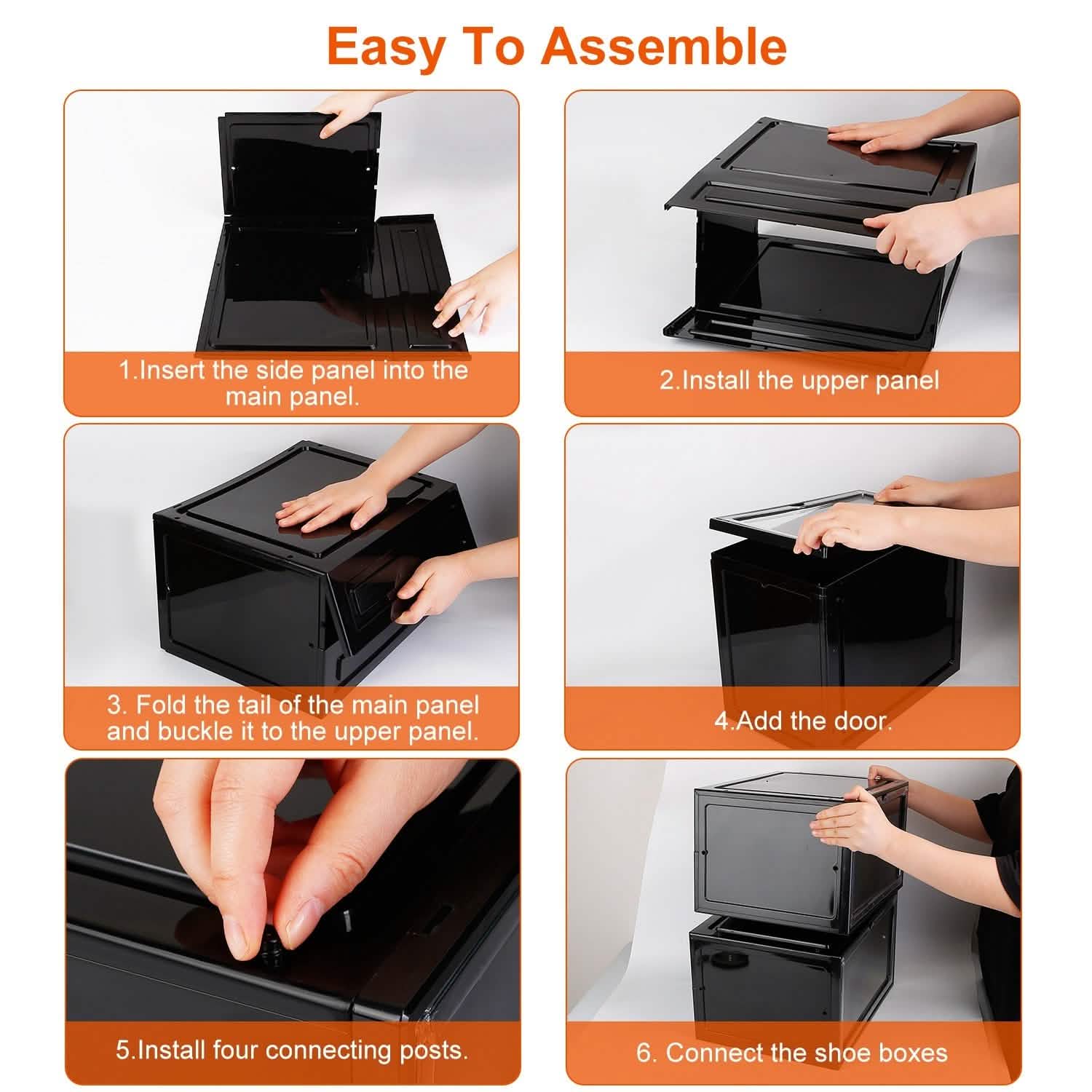 6-Pack: Collapsible Shoe Box Stackable Shoe Storage Bin with Magnetic Door Storage & Organization - Tophatter Daily Deals