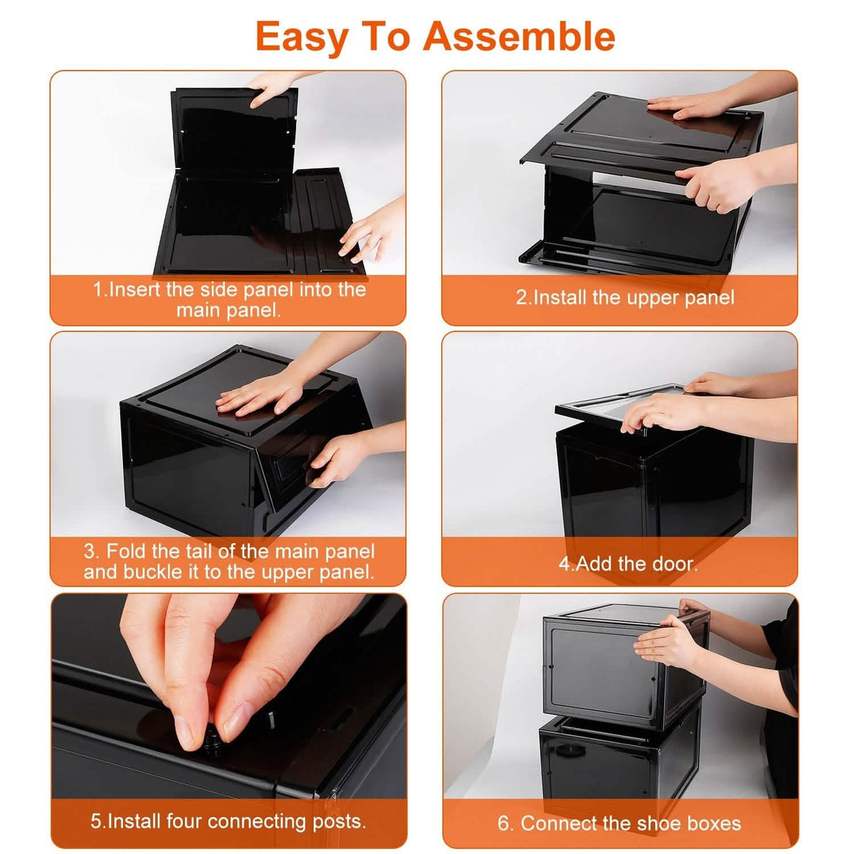 6-Pack: Collapsible Shoe Box Stackable Shoe Storage Bin with Magnetic Door Storage & Organization - Tophatter Daily Deals