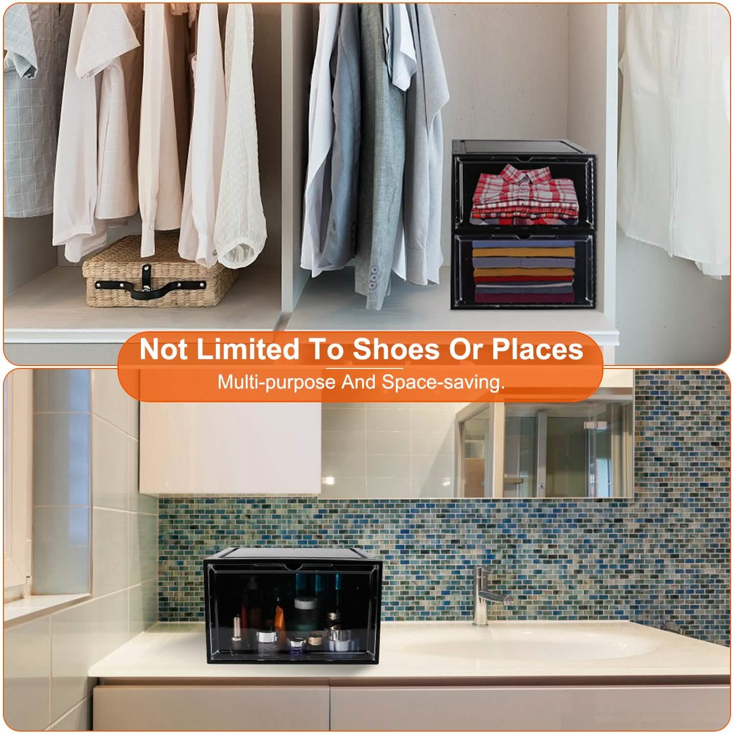 6-Pack: Collapsible Shoe Box Stackable Shoe Storage Bin with Magnetic Door Storage & Organization - Tophatter Daily Deals