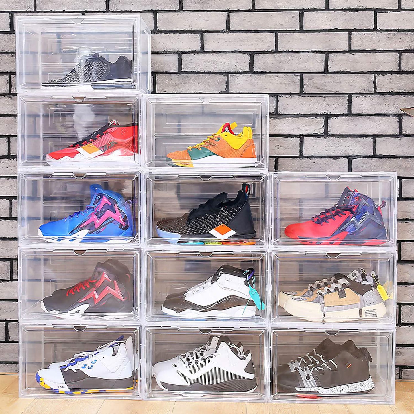 6-Pack: Collapsible Shoe Box Stackable Shoe Storage Bin with Magnetic Door Storage & Organization - Tophatter Daily Deals
