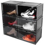 6-Pack: Collapsible Shoe Box Stackable Shoe Storage Bin with Magnetic Door Storage & Organization - Tophatter Daily Deals