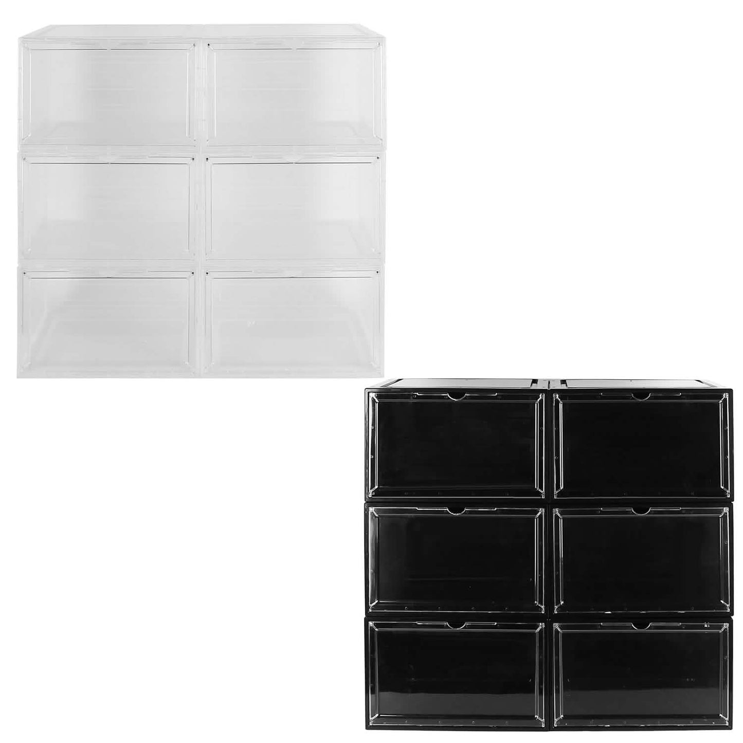 6-Pack: Collapsible Shoe Box Stackable Shoe Storage Bin with Magnetic Door Storage & Organization - Tophatter Daily Deals
