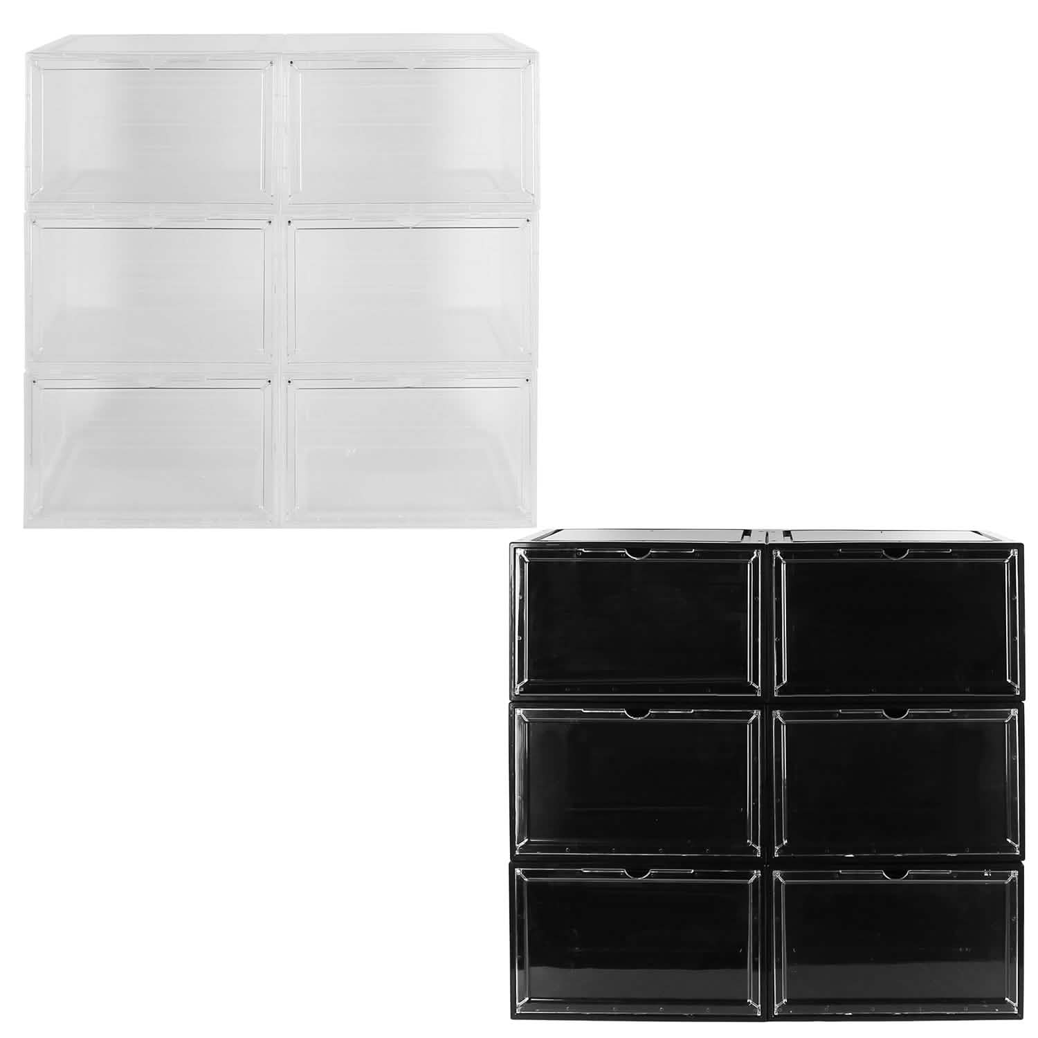 6-Pack: Collapsible Shoe Box Stackable Shoe Storage Bin with Magnetic Door Storage & Organization - Tophatter Daily Deals