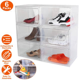 6-Pack: Collapsible Shoe Box Stackable Shoe Storage Bin with Magnetic Door Storage & Organization - Tophatter Daily Deals
