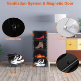 6-Pack: Collapsible Shoe Box Stackable Shoe Storage Bin with Magnetic Door Storage & Organization - Tophatter Daily Deals
