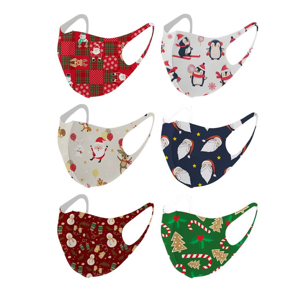 6-Pack: Fun Designed Holiday Themed Reusable Face Masks Set 2 Seasonal Decor - Tophatter Daily Deals