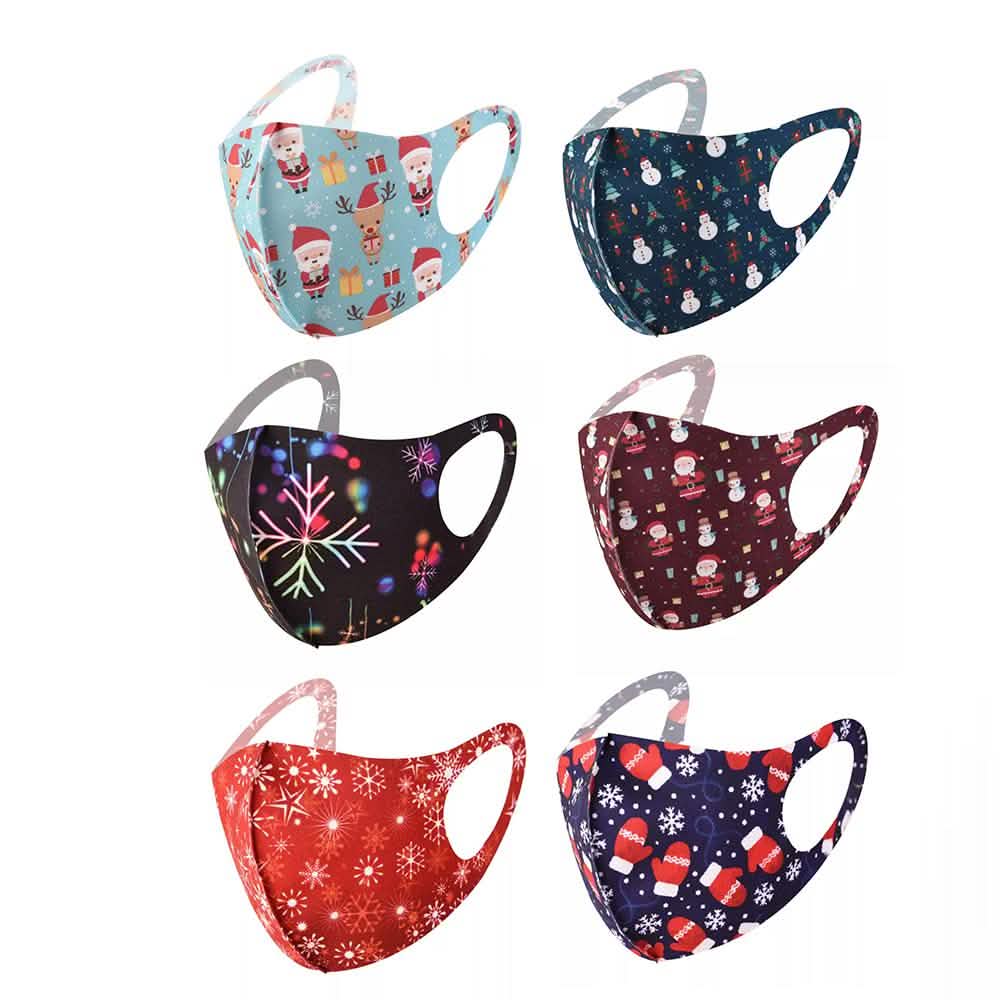 6-Pack: Fun Designed Holiday Themed Reusable Face Masks Set 3 Seasonal Decor - Tophatter Daily Deals