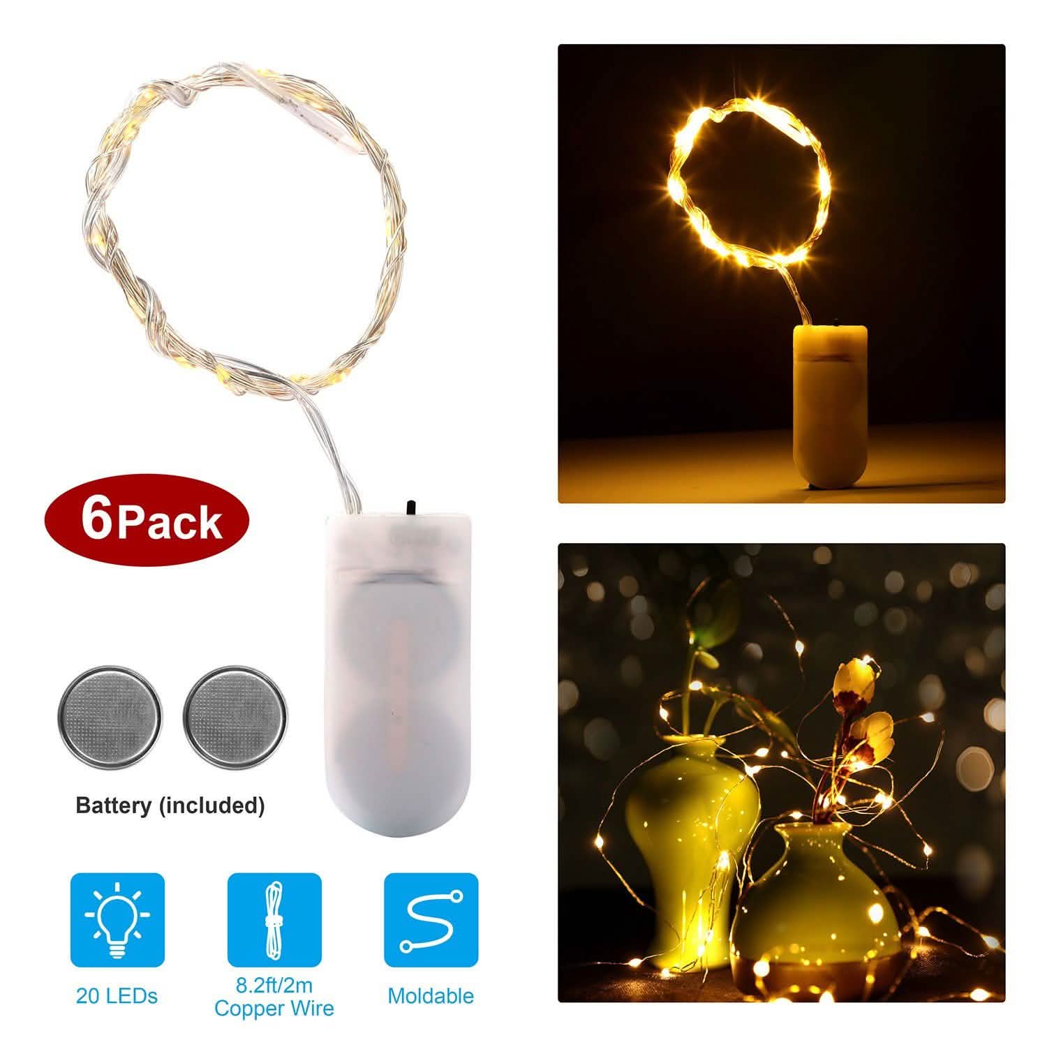 6-Pack: LED String Lights String & Fairy Lights - Tophatter Daily Deals