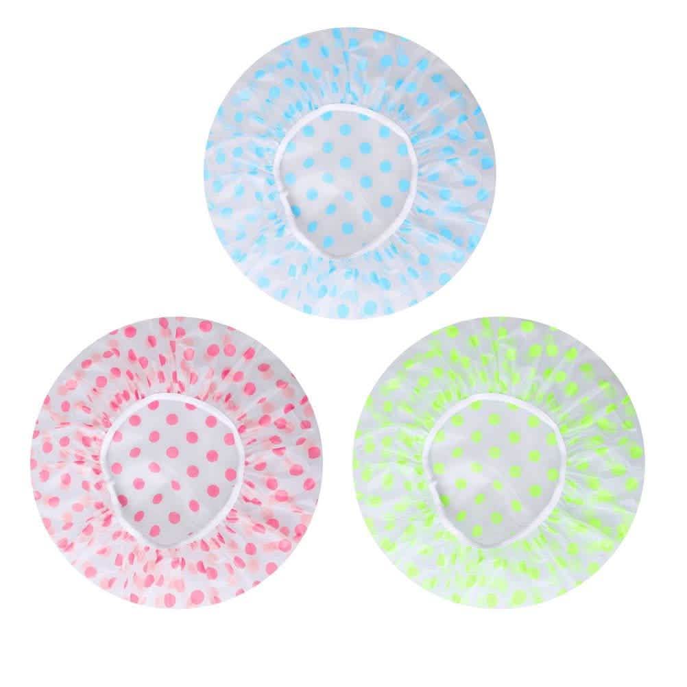 6-Pack: Reusable Shower Caps Elastic Band Bath Hair Hat Bath - Tophatter Daily Deals
