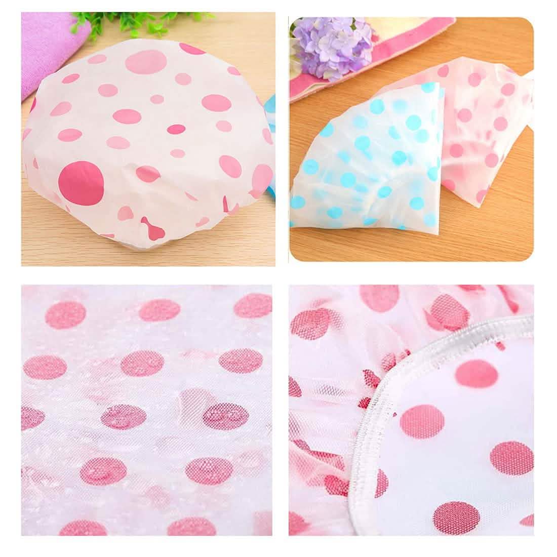 6-Pack: Reusable Shower Caps Elastic Band Bath Hair Hat Bath - Tophatter Daily Deals
