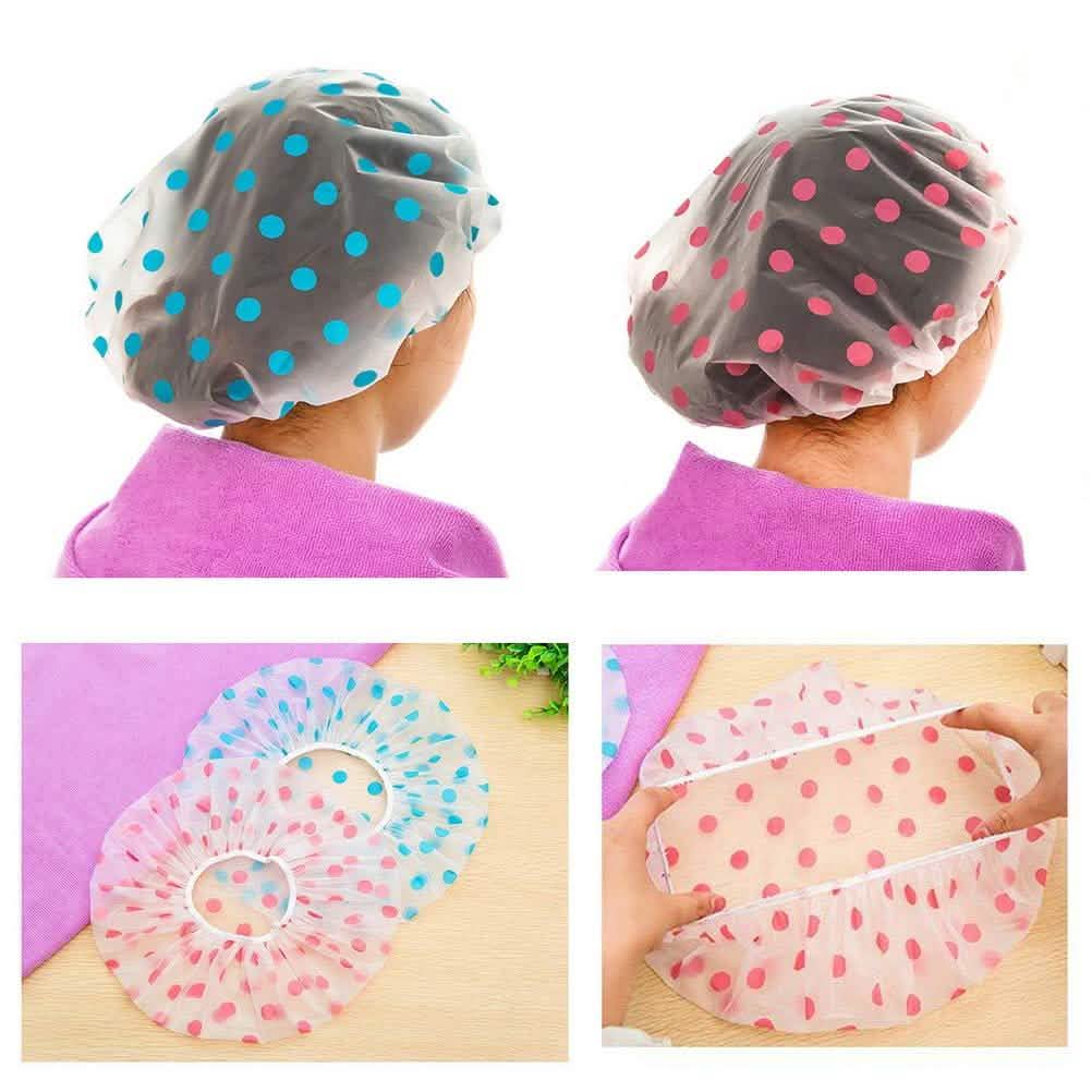 6-Pack: Reusable Shower Caps Elastic Band Bath Hair Hat Bath - Tophatter Daily Deals