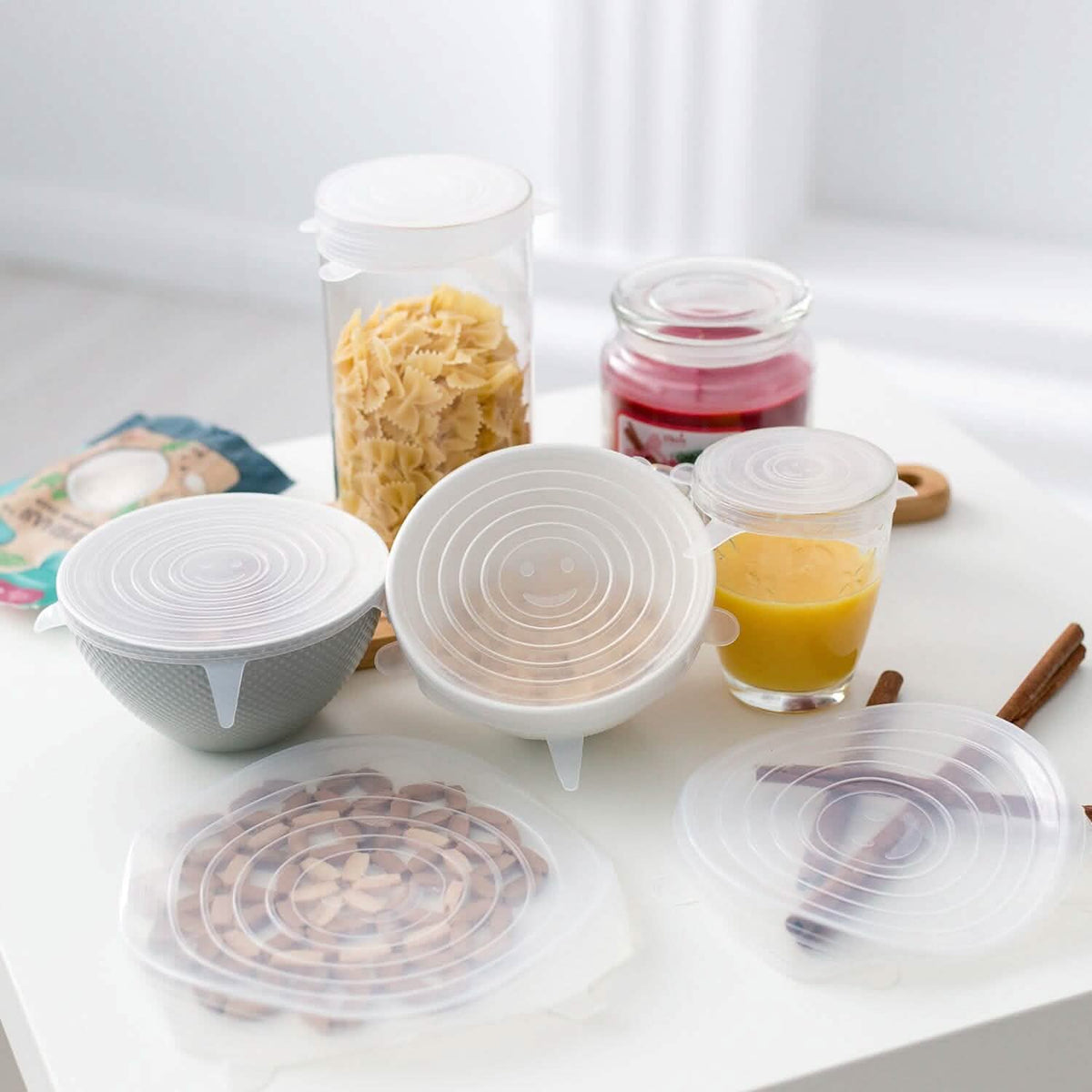 6-Pack: Reusable Silicone Stretch Container Lids Covers for Food Storage - Fit Most Containers Food Storage Containers - Tophatter Daily Deals