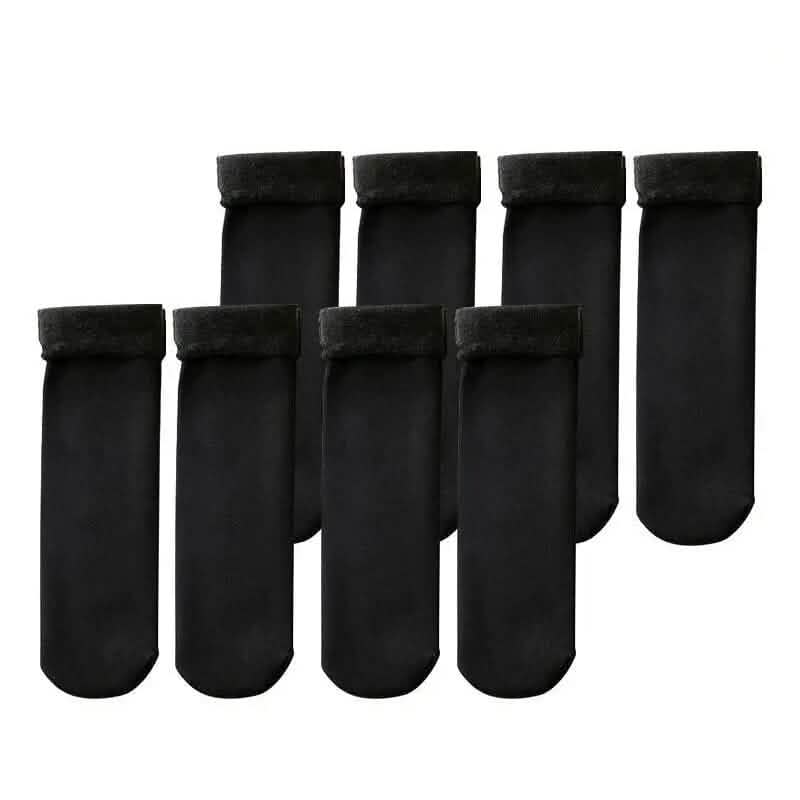 4-Pairs: Ultra-Soft Plush Lined Thermal Socks - Comfy Mid Tube Socks - Black Women's Socks & Hosiery - Tophatter Daily Deals