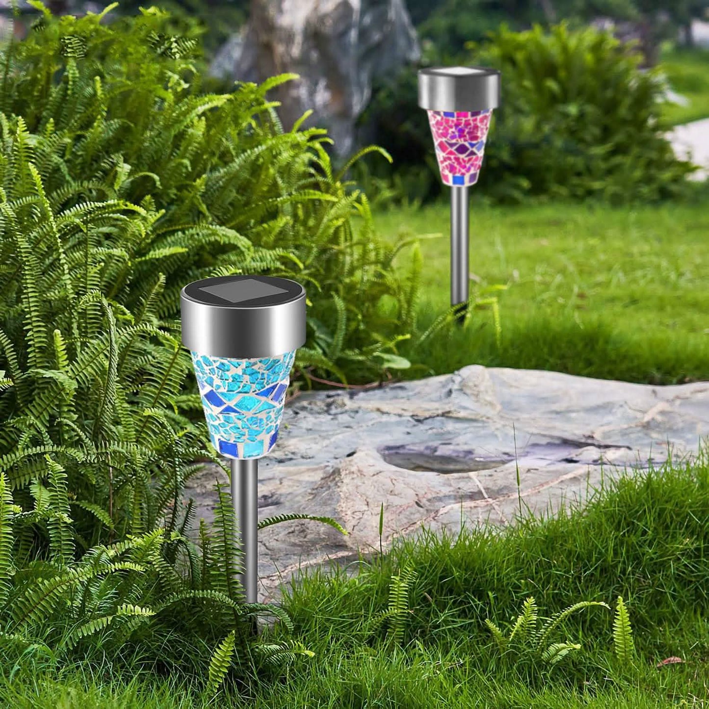 6-Pack: Solar Garden Lights IP44 Water Resistant Outdoor Lighting - Tophatter Daily Deals